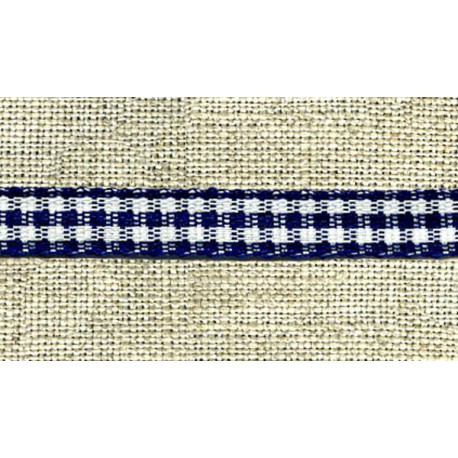 White/Navy gingham narrow ribbon