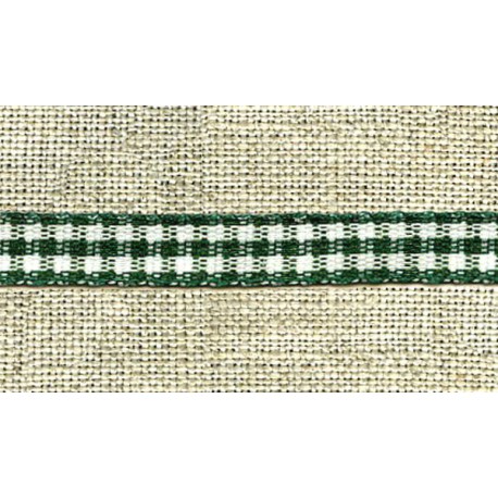 White/Aniseed gingham narrow ribbon