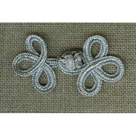 Passementerie Brandebourg simple mini-trèfle, col. Argent
