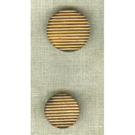 Ridged wooden button, Natural .Made in France