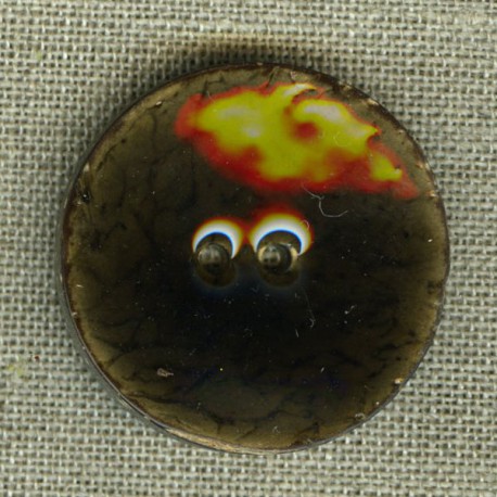 Enamelled coconut button, col. Coffee