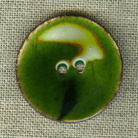 Bouton en noix de coco émaillée, col. Sapin