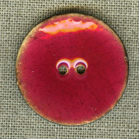 Enamelled coconut button, col. Raspberry