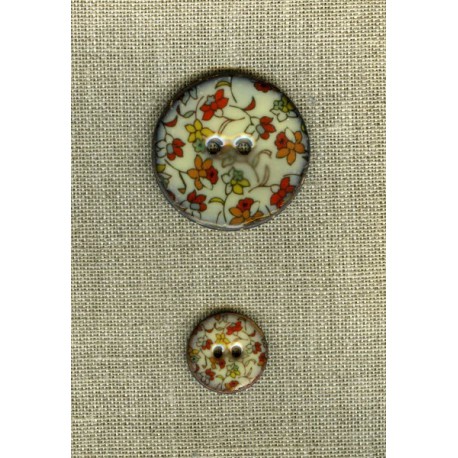 Enamelled coconut button, col. Island flowers 4