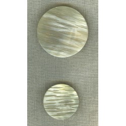 Bouton Disque Strié en Corne Blonde