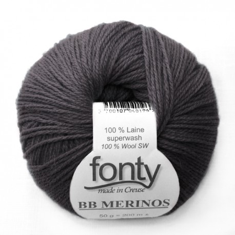FONTY wool knitting yarn, qual.BB MERINOS, col. Lead of pencil 843