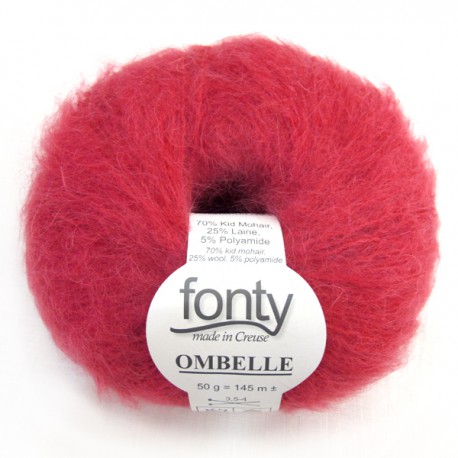 FONTY wool knitting yarn, qual. Ombelle, col. Raspberry 1053