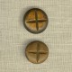 Burnt horn convex button with cross, wood effect