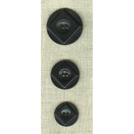 Round ebony corozo button with square relief.