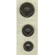Round chocolate corozo button with square relief.