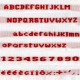 Woven labels, Model N – White 9mm ribbon – Red lettering