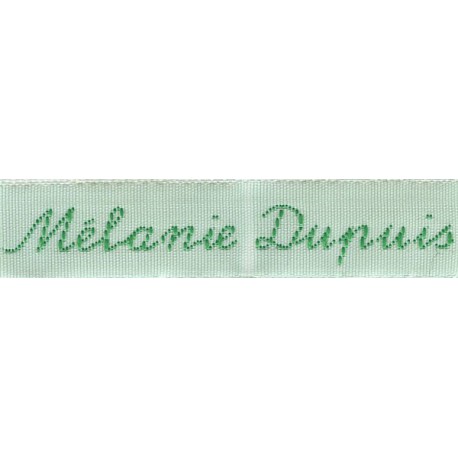 Woven labels, Model Y - White 12mm ribbon - Green lettering