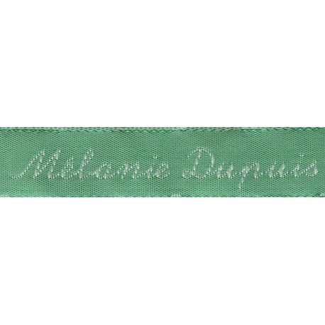 Woven labels, Model Y - Green 12mm ribbon - White lettering