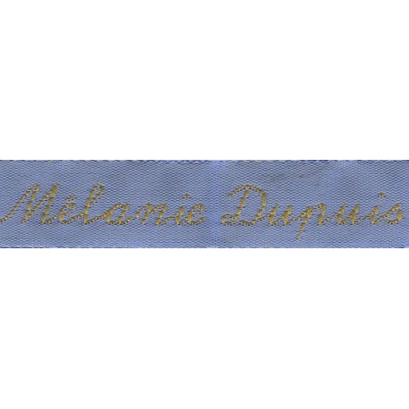 Woven labels, Model Y - Blue 12mm ribbon - Antique Gold lettering