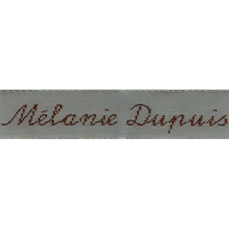 Woven labels, Model Y - Grey 12mm ribbon - Brown lettering