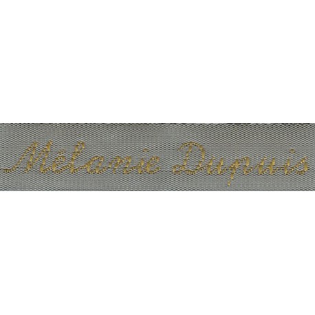 Woven labels, Model Y - Grey 12mm ribbon - Antique Gold lettering