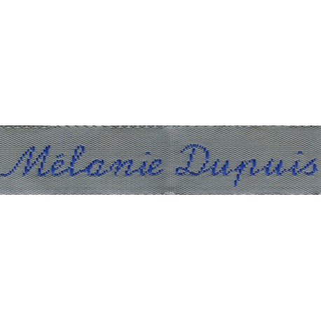 Woven labels, Model Y - Grey 12mm ribbon - Royal blue lettering