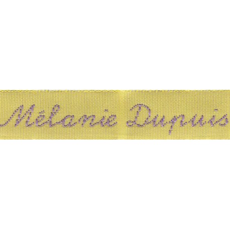 Woven labels, Model Y - Yellow 12mm ribbon - Violet lettering