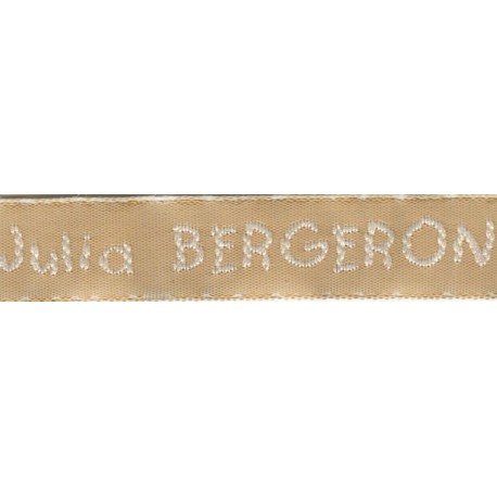 Woven labels, Model V - Beige 12mm ribbon - White lettering