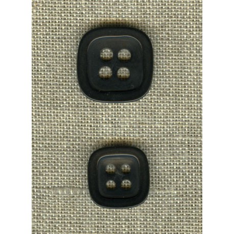 Square corozo button with edge, col. Kohl