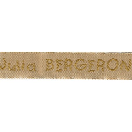 Woven labels, Model V - Beige 12mm ribbon - Antique Gold lettering