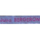Woven labels, Model V - Blue 12mm ribbon - Fuchsia lettering