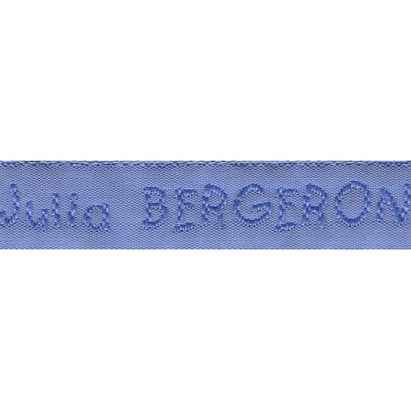 Woven labels, Model V - Blue 12mm ribbon - Sky-blue lettering