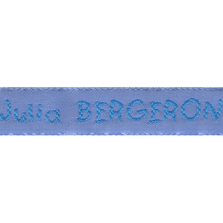 Woven labels, Model V - Blue 12mm ribbon - Turquoise lettering