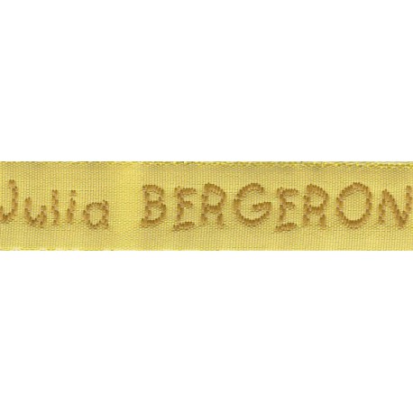 Woven labels, Model V - Yellow 12mm ribbon - Antique Gold lettering