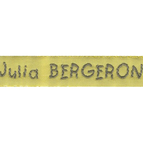 Woven labels, Model V - Yellow 12mm ribbon - Grey lettering