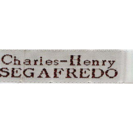 Woven labels, Model X - White 12mm ribbon - Brown lettering