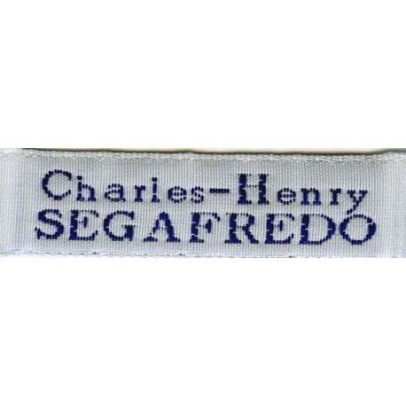 Woven labels, Model X - White 12mm ribbon - Navy lettering