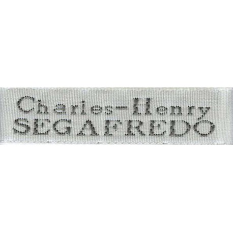Woven labels, Model X - White 12mm ribbon - Grey lettering