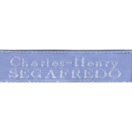 Woven labels, Model X - Blue 12mm ribbon - White lettering