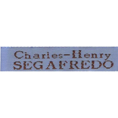 Woven labels, Model X - Blue 12mm ribbon - Brown lettering