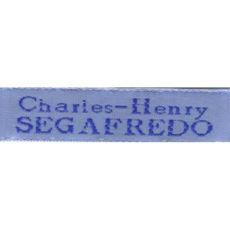 Woven labels, Model X - Blue 12mm ribbon - Royal blue lettering