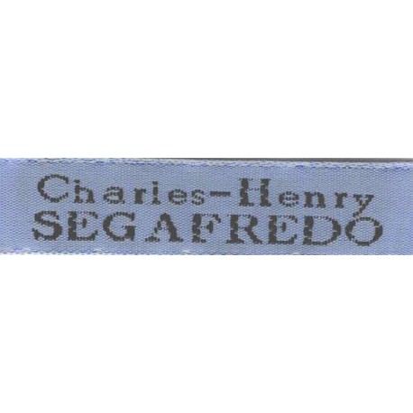 Woven labels, Model X - Blue 12mm ribbon - Black lettering