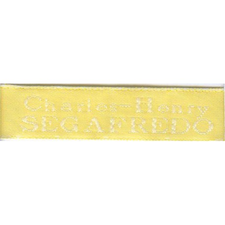 Woven labels, Model X - Yellow 12mm ribbon - White lettering