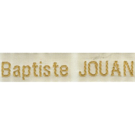 Woven labels, Model Z - White 12mm ribbon - Antique Gold lettering