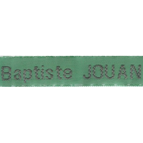 Woven labels, Model Z - Green 12mm ribbon - Grey lettering