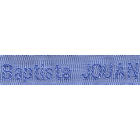 Etiquettes tissées Modèle Z - Ruban Bleu 12 mm - Lettrage Ciel