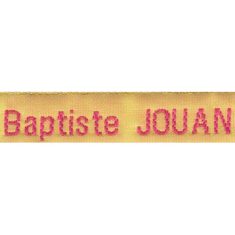 Woven labels, Model Z - Yellow 12mm ribbon - Fuchsia lettering