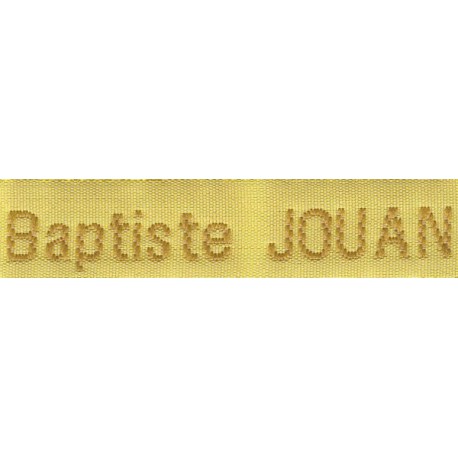 Woven labels, Model Z - Yellow 12mm ribbon - Antique Gold lettering