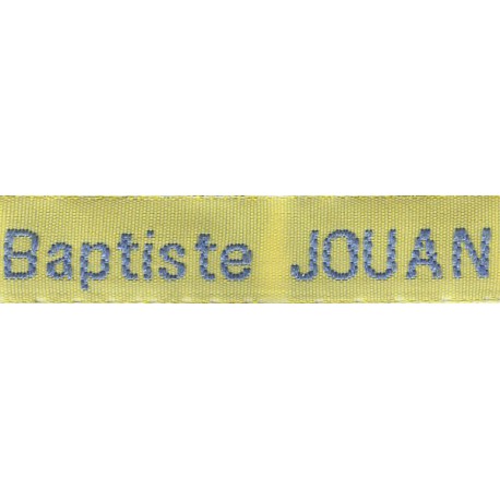 Woven labels, Model Z - Yellow 12mm ribbon - Sky-blue lettering