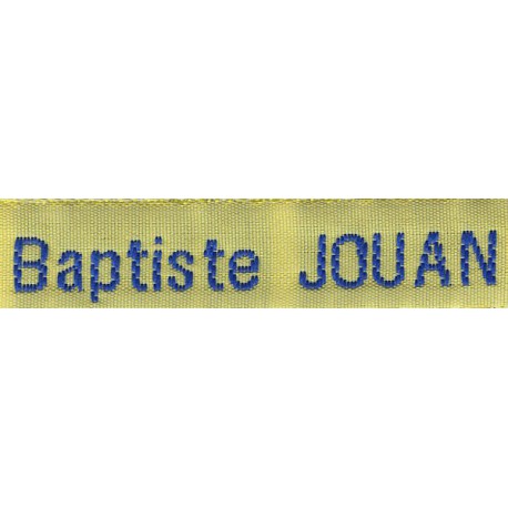 Woven labels, Model Z - Yellow 12mm ribbon - Royal blue lettering