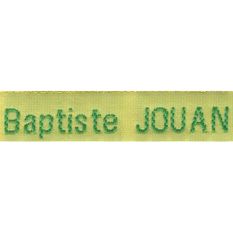 Woven labels, Model Z - Yellow 12mm ribbon - Green lettering