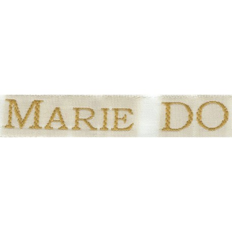 Woven labels, Model S - White 12mm ribbon - Antique Gold lettering