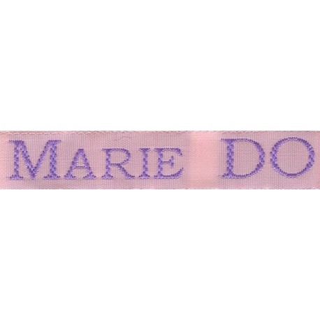 Woven labels, Model S - Pink 12mm ribbon - Violet lettering