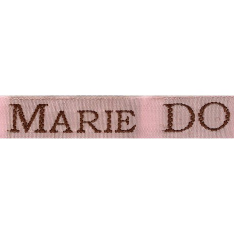 Woven labels, Model S - Pink 12mm ribbon - Brown lettering