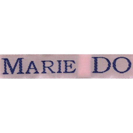 Woven labels, Model S - Pink 12mm ribbon - Navy lettering